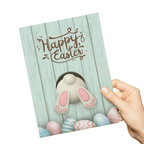 HAPPY EASTER Greeting Card – Bunny Burrowing with Colorful Eggs Gift Card - DiyGiftly