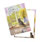 Happy Easter Greeting Card Featuring Cute Cat Looking Out the Window Gift Card - DiyGiftly