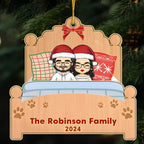 Happy Family With Pets - Personalized Custom 1 - Layered Wood Ornament 718835 - DiyGiftly