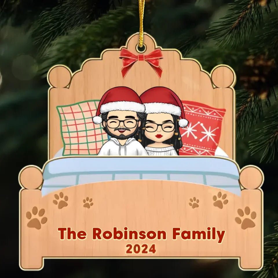 Happy Family With Pets - Personalized Custom 1 - Layered Wood Ornament 718835 - DiyGiftly