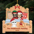 Happy Family With Pets - Personalized Custom 1 - Layered Wood Ornament 718835 - DiyGiftly