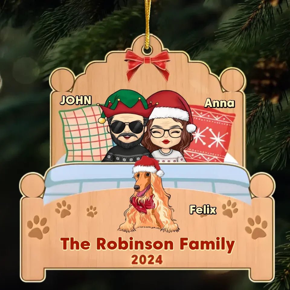 Happy Family With Pets - Personalized Custom 1 - Layered Wood Ornament 718835 - DiyGiftly