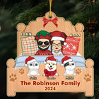 Happy Family With Pets - Personalized Custom 1 - Layered Wood Ornament 718835 - DiyGiftly
