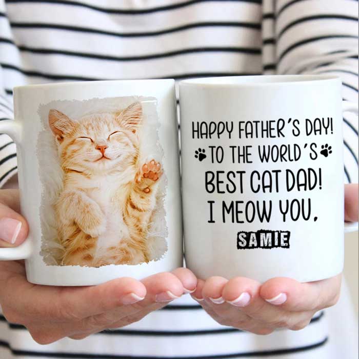Happy Father's day To The World's Best Dog/Cat Dad - Gift for Dad, Funny Personalized Cat Mug 37856768 - DiyGiftly