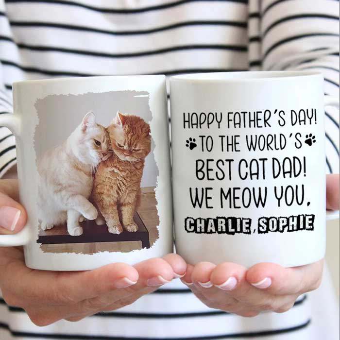 Happy Father's day To The World's Best Dog/Cat Dad - Gift for Dad, Funny Personalized Cat Mug 37856768 - DiyGiftly