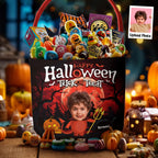 Happy Halloween Trick Or Treat – Personalized Photo Halloween Basket, Custom Spooky Candy Bucket for Kids, Unique Pumpkin Party Gift Basket with Name & Picture 34286080 - DiyGiftly