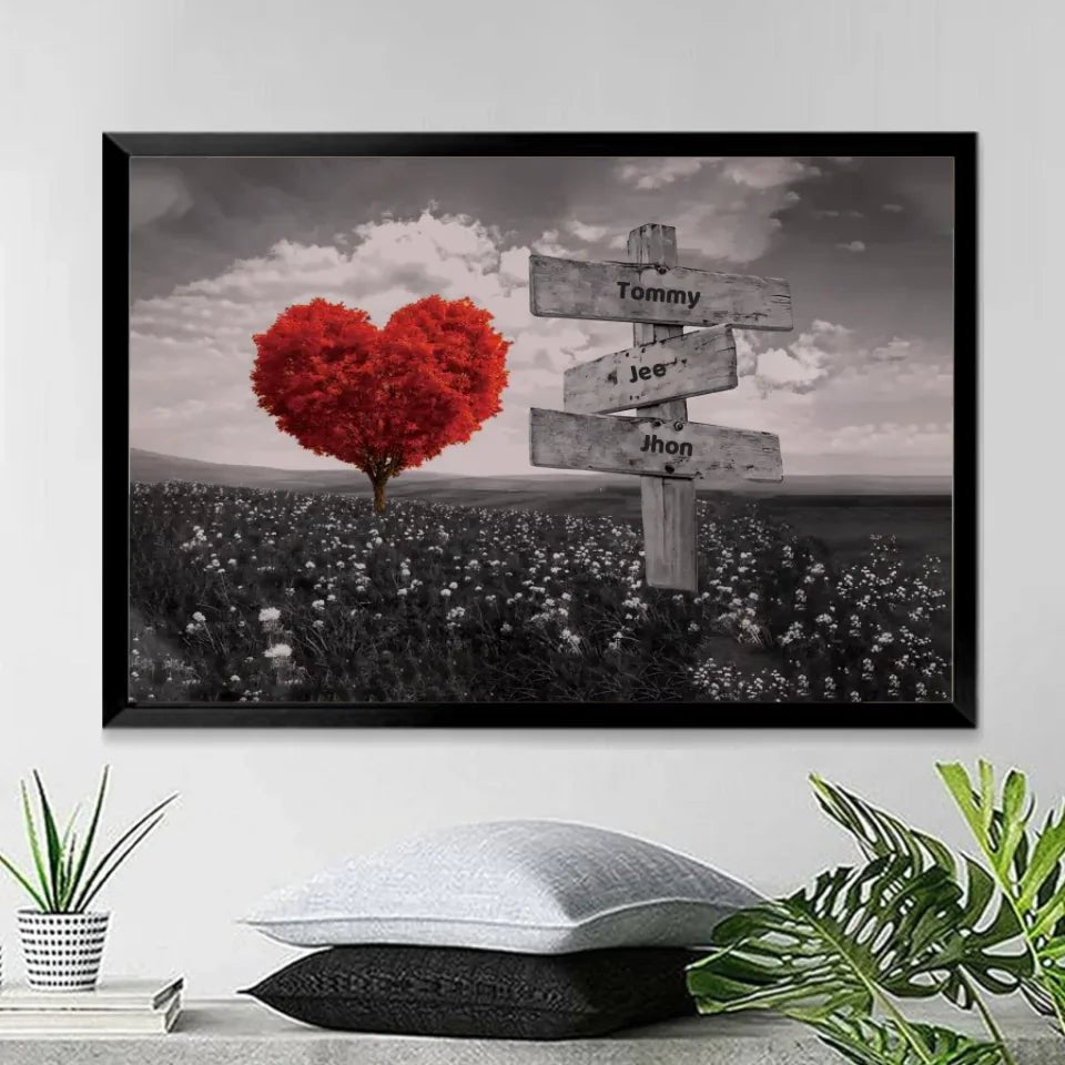 Heart Tree Street Sign Personalised Canvas Poster, Family Name Wall Art, Family Name Custom Canvas, Father's day Gift, Mother's day Gift 742509 - 742600 - DiyGiftly