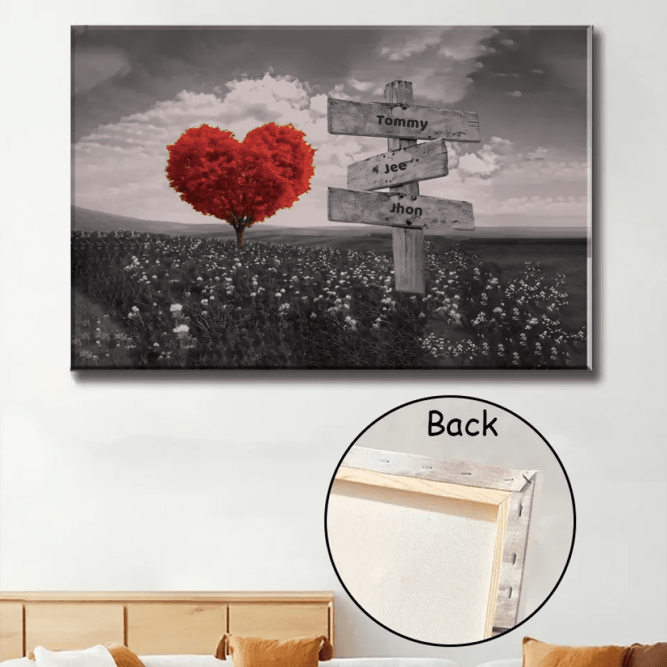 Heart Tree Street Sign Personalised Canvas Poster, Family Name Wall Art, Family Name Custom Canvas, Father's day Gift, Mother's day Gift 742509 - 742600 - DiyGiftly