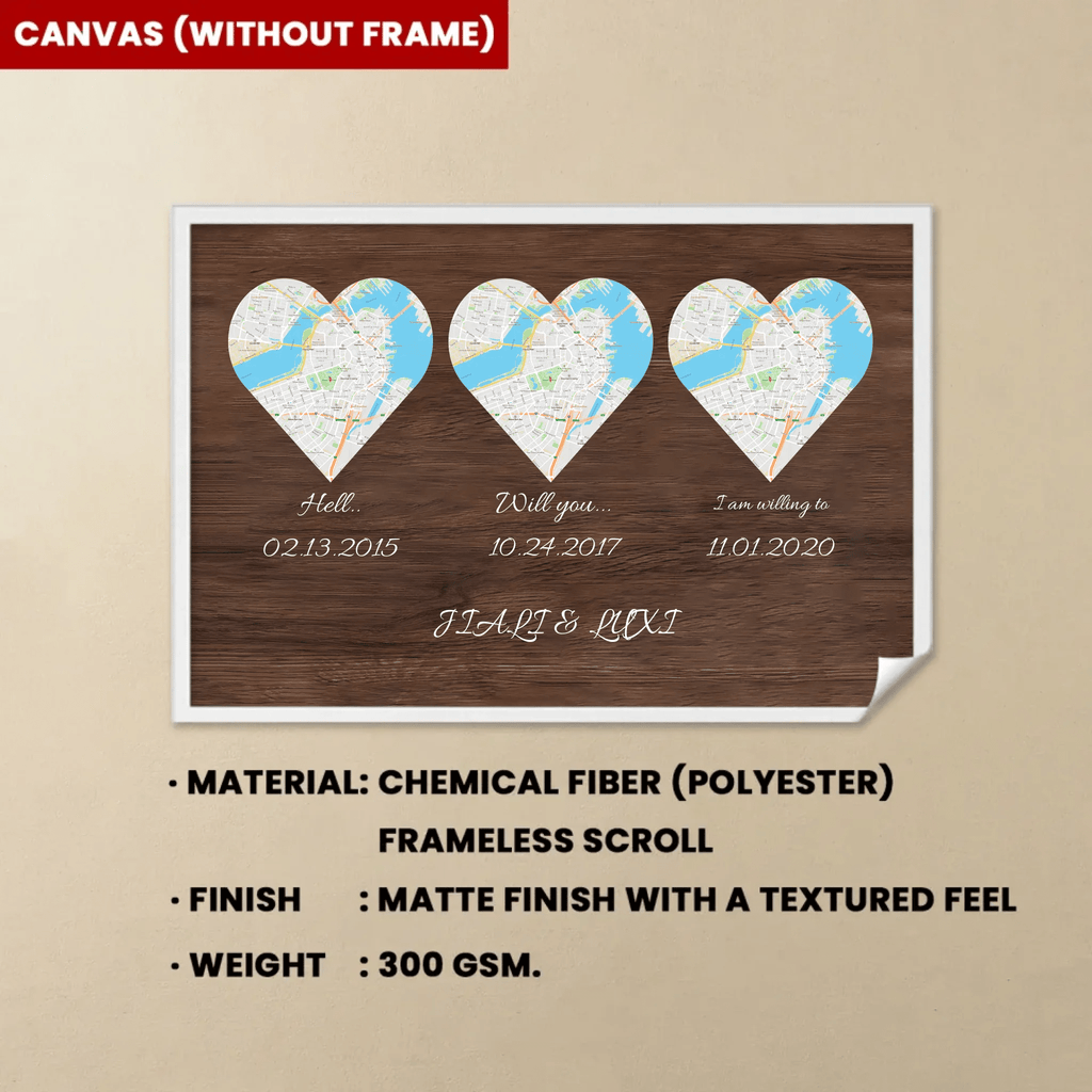 Hello Will You I Do Custom Map Print And Text Wood Background Canvas 736204 - 736207 - DiyGiftly