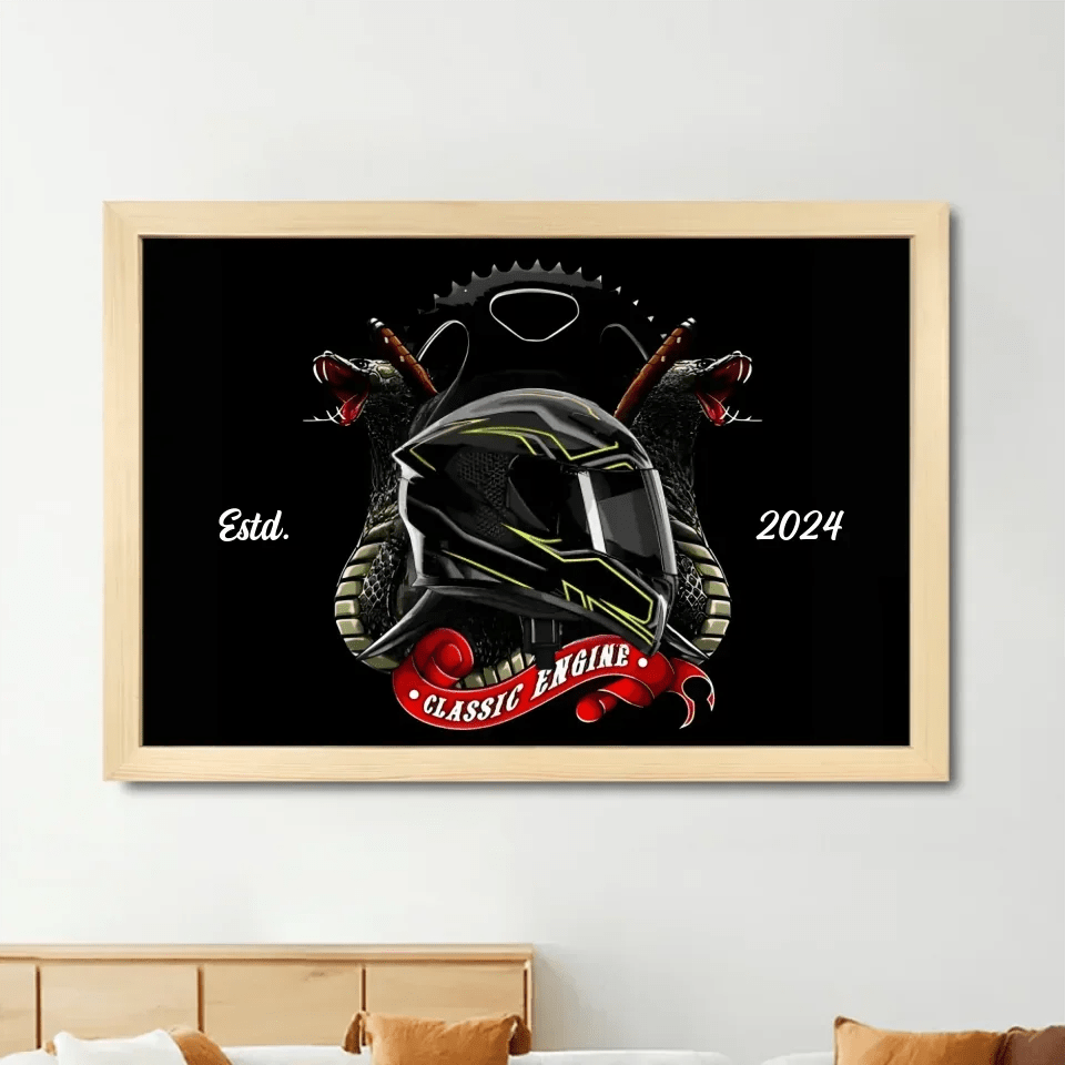 Helmet Of Biker - Personalized Poster or Canvas With Name and Year 746937 - 747663 - DiyGiftly