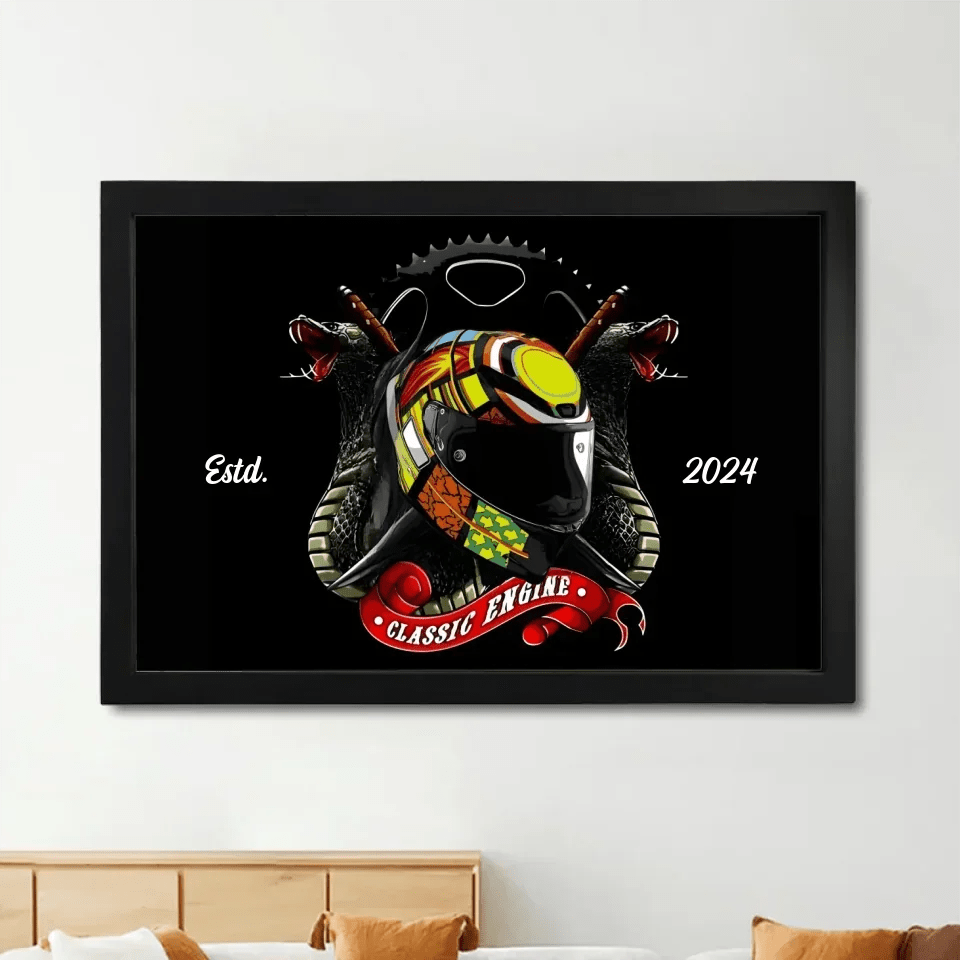 Helmet Of Biker - Personalized Poster or Canvas With Name and Year 746937 - 747663 - DiyGiftly