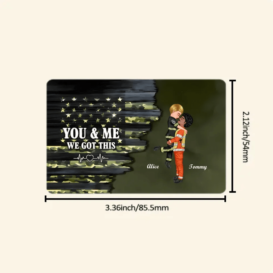 Hero Couple Kissing Half Flag Gifts by Occupation Firefighter, Nurse, Police Officer - Personalized Horizontal Wallet Card Cup 707257 - Q - DiyGiftly