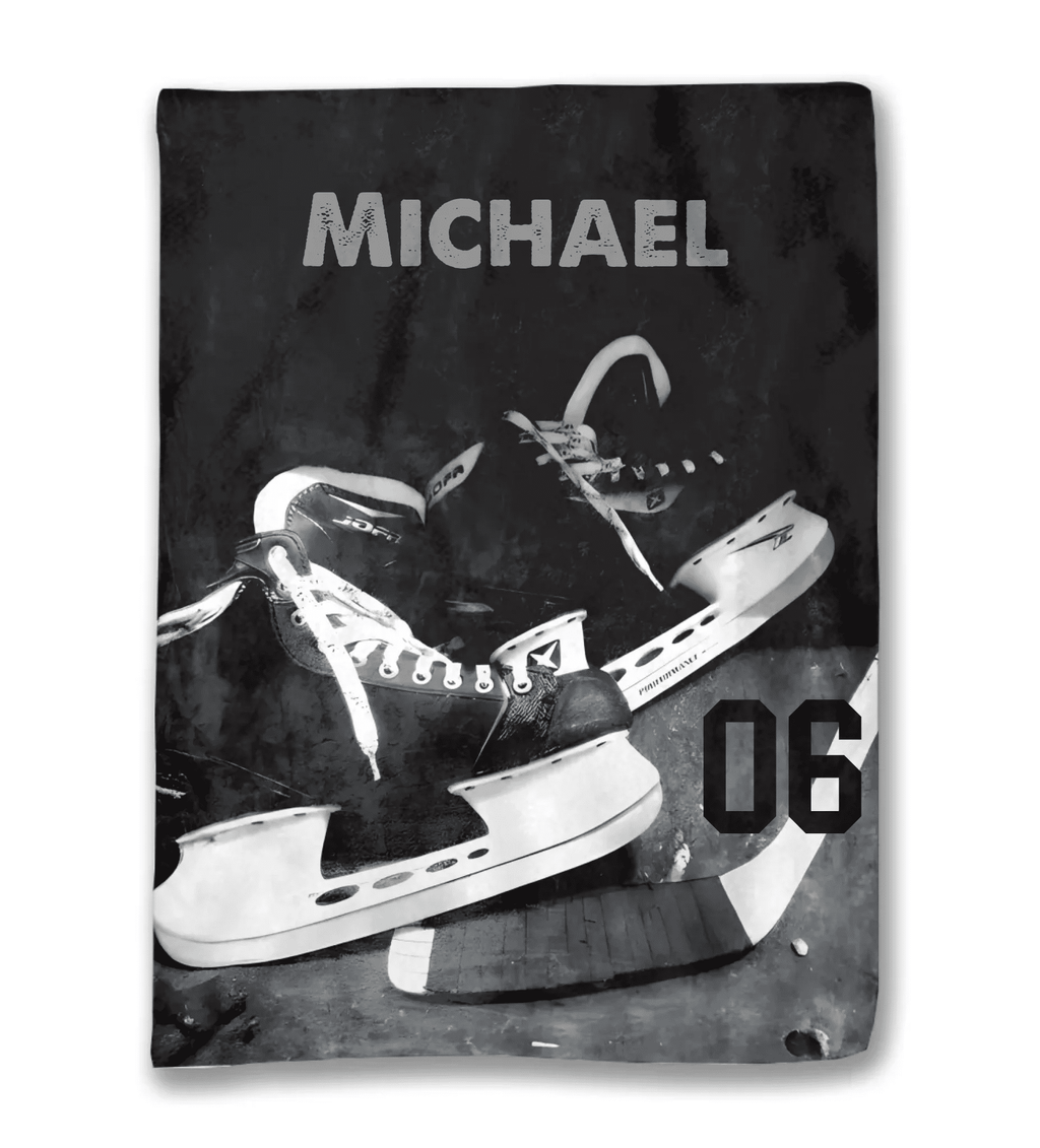 Hockey Stick & Shoes Personalized Blanket 747932 - DiyGiftly