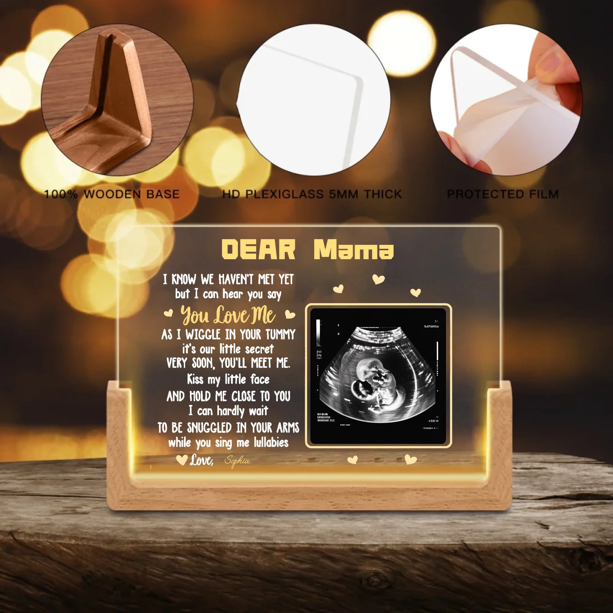 personalized acrylic led night light custom photo name keepsake lamp with custom photo for nursery decor