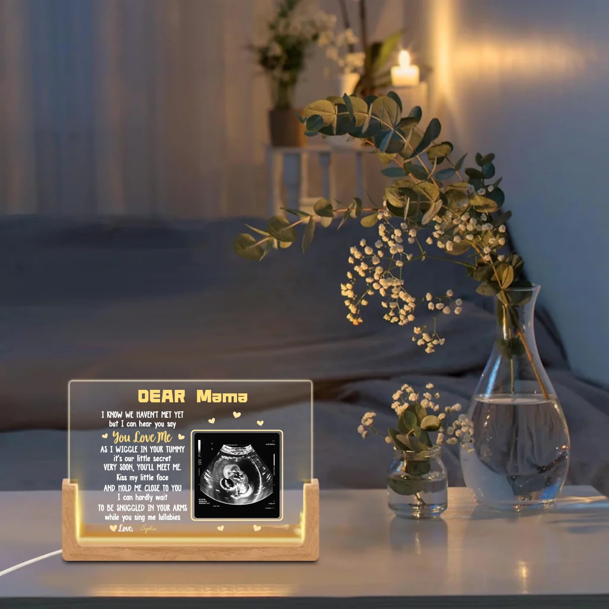 personalized acrylic led night light custom photo name keepsake lamp gift for new parents