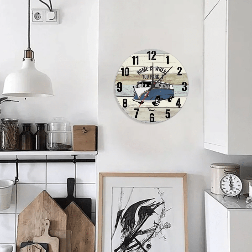 Home Is Where You Park It - Personalized Camping Wall Clock 736209 - DiyGiftly