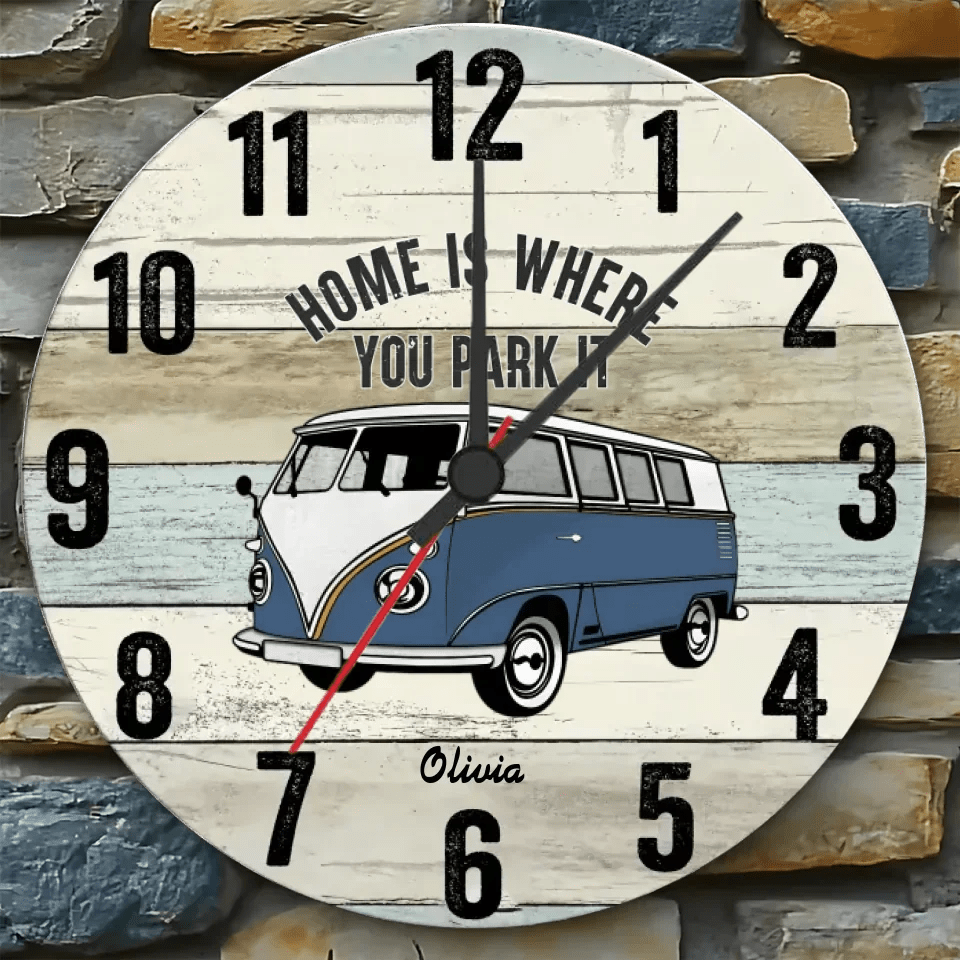 Home Is Where You Park It - Personalized Camping Wall Clock 736209 - DiyGiftly