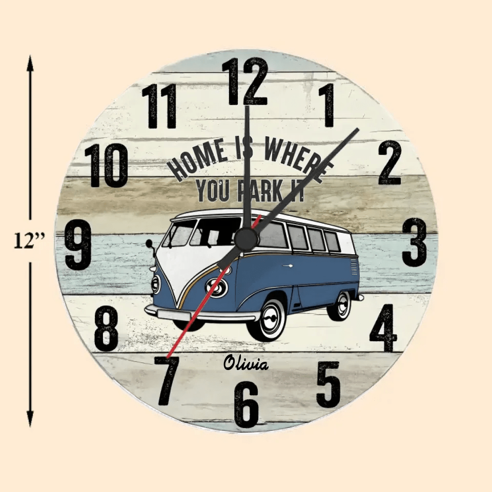 Home Is Where You Park It - Personalized Camping Wall Clock 736209 - DiyGiftly