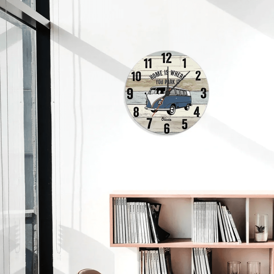 Home Is Where You Park It - Personalized Camping Wall Clock 736209 - DiyGiftly
