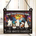 Home Sweet Haunted Home - Family Personalized Window Hanging Suncatcher - Halloween Gift For Family Members 683117 - DiyGiftly