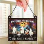 Home Sweet Haunted Home - Family Personalized Window Hanging Suncatcher - Halloween Gift For Family Members 683117 - DiyGiftly