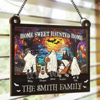 Home Sweet Haunted Home - Family Personalized Window Hanging Suncatcher - Halloween Gift For Family Members 683117 - DiyGiftly