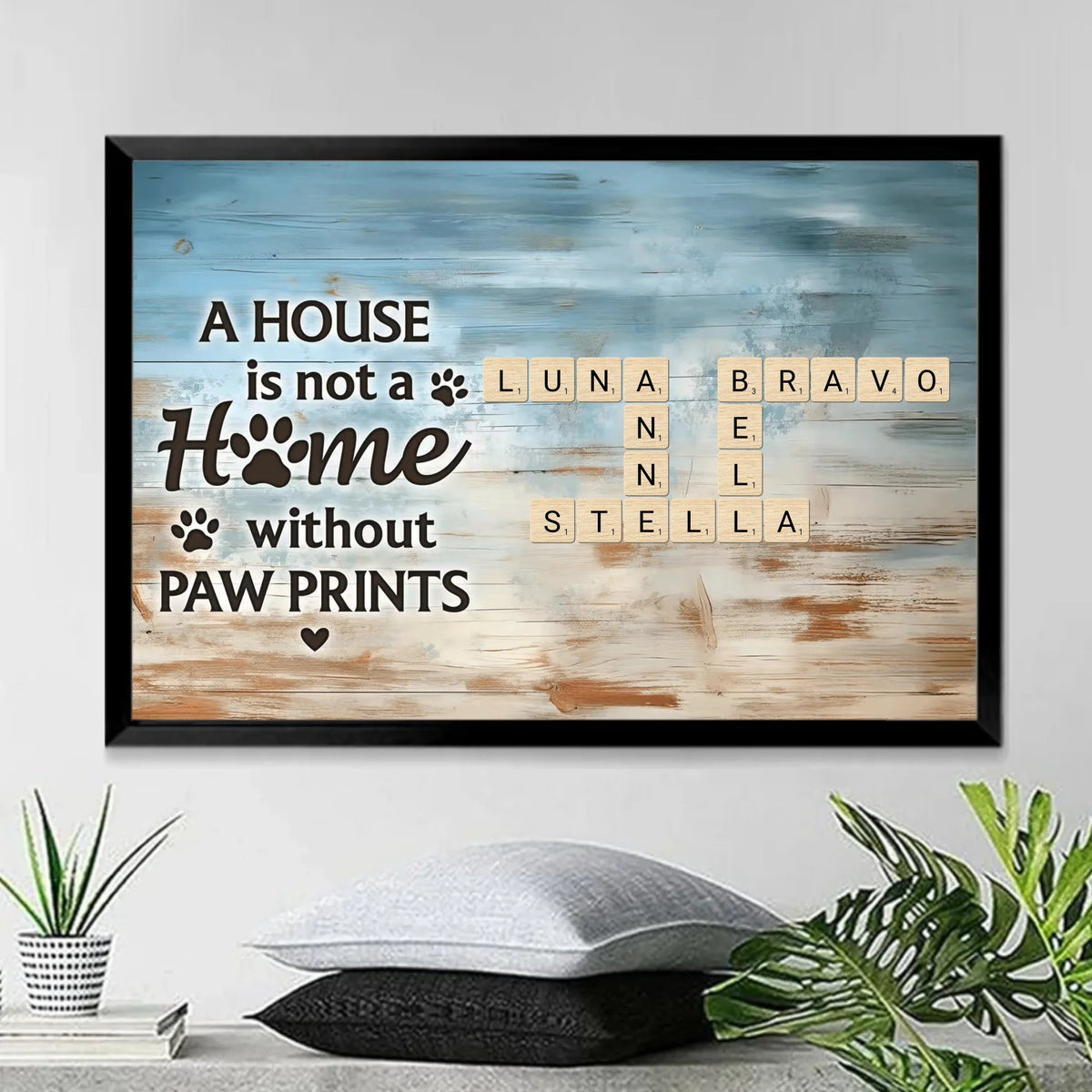 Home With Paw Prints Pet Crossword Puzzle Art Personalized Canvas 713391 - 713392 - DiyGiftly