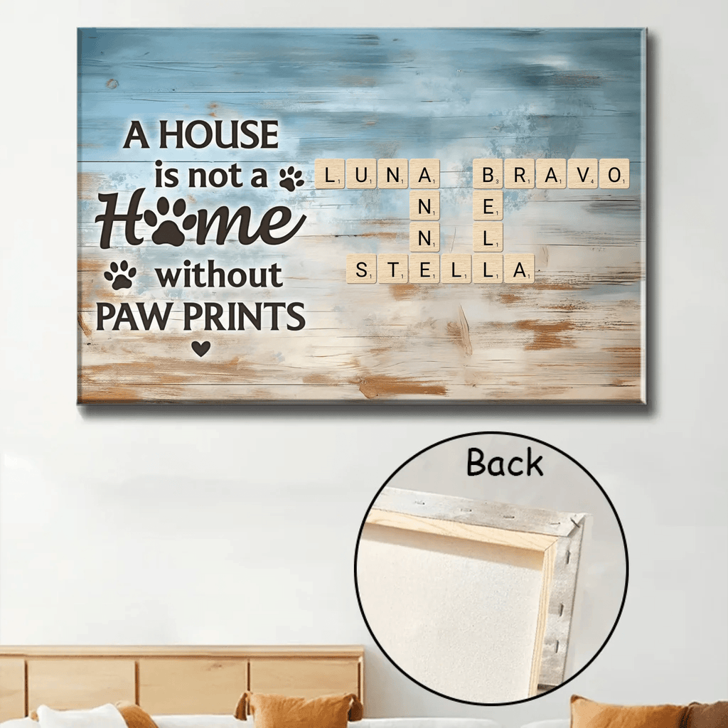 Home With Paw Prints Pet Crossword Puzzle Art Personalized Canvas 713391 - 713392 - DiyGiftly