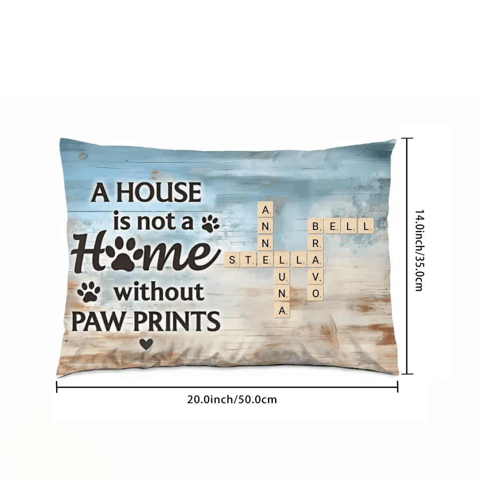 Home With Paw Prints Pet Crossword Puzzle Art Personalized Pillow 714594 - B - DiyGiftly