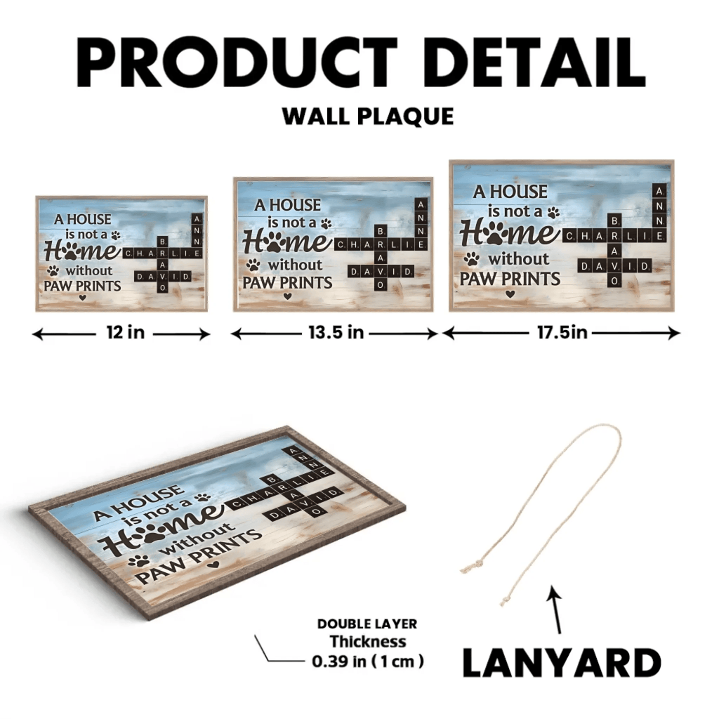 Home With Paw Prints Pet Crossword Puzzle Art Personalized Wooden Plaque 706450 - DiyGiftly