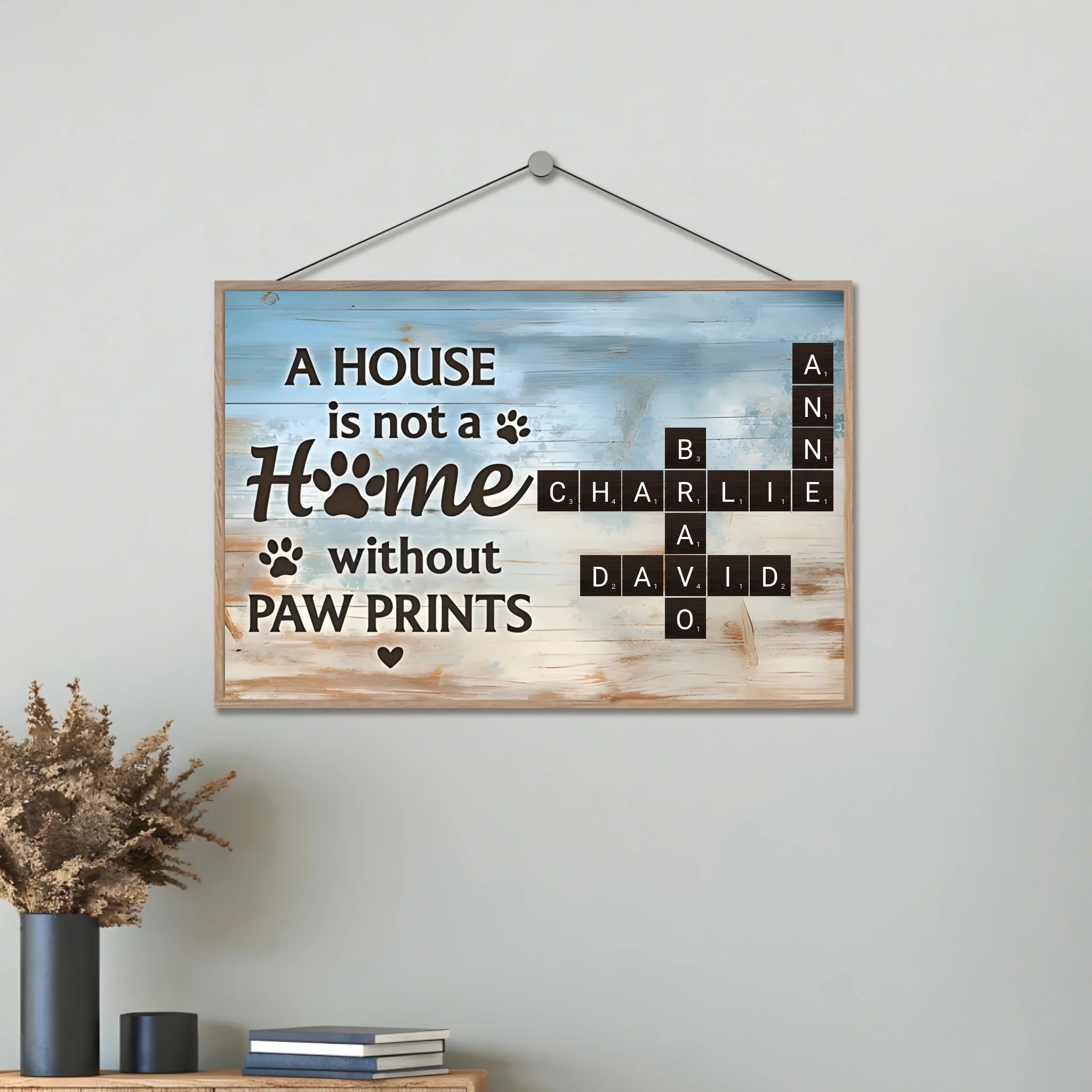 Home With Paw Prints Pet Crossword Puzzle Art Personalized Wooden Plaque 706450 - DiyGiftly