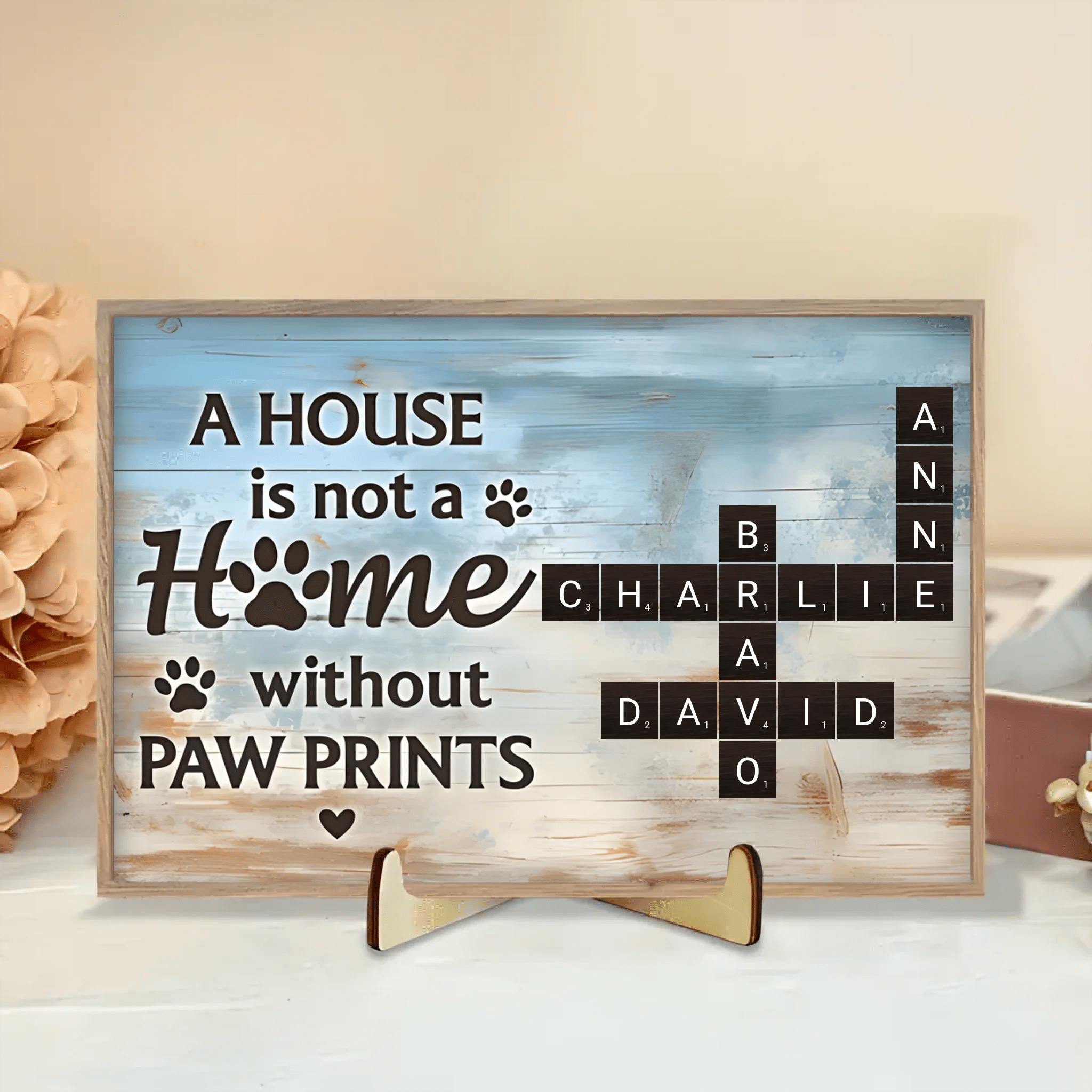Home With Paw Prints Pet Crossword Puzzle Art Personalized Wooden Plaque 706450 - DiyGiftly