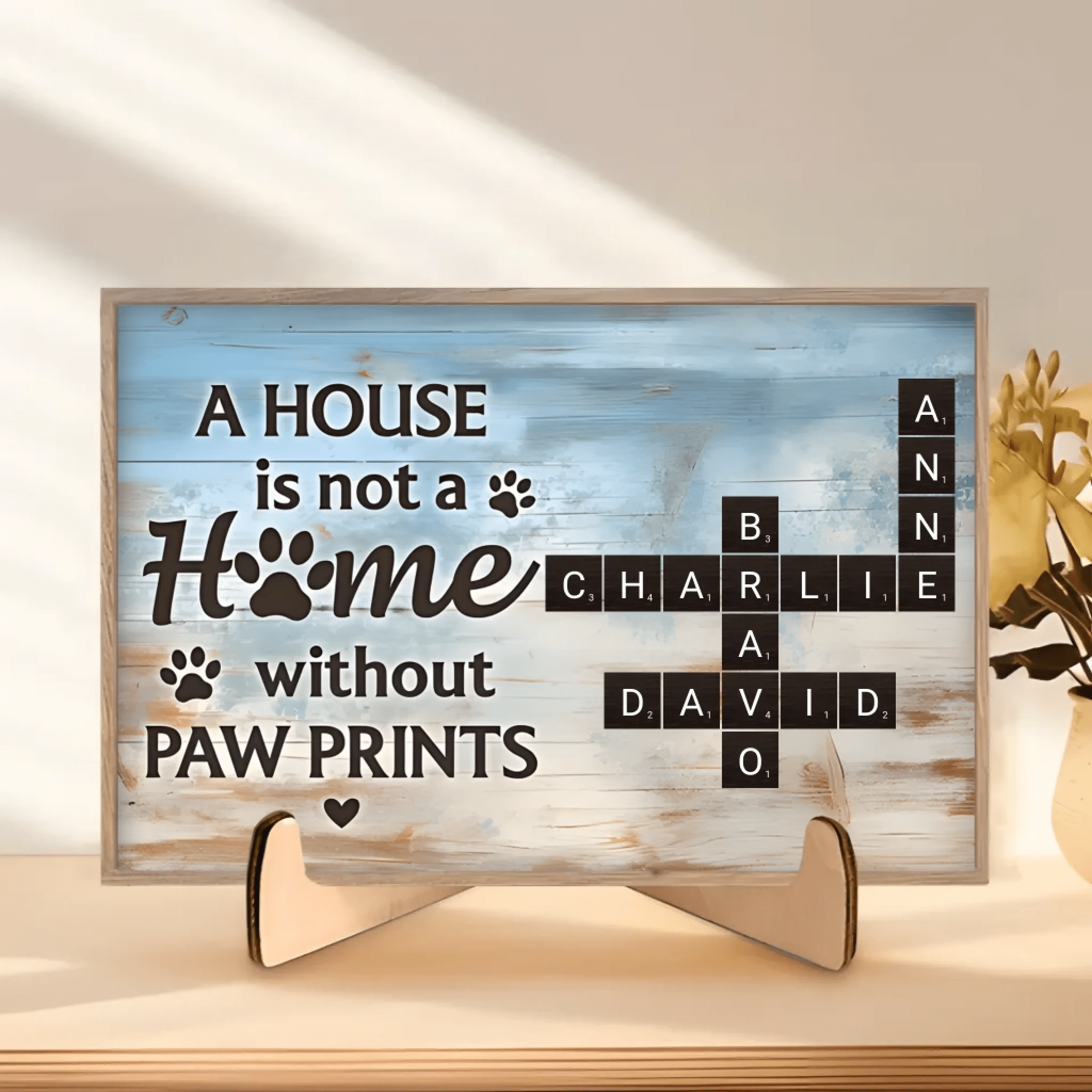 Home With Paw Prints Pet Crossword Puzzle Art Personalized Wooden Plaque 706450 - DiyGiftly