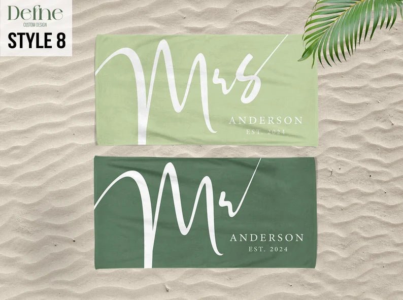 Honeymoon Mr. and Mrs. Beach Towels, Bride Personalized Beach Towel, Newlywed Gift, Groom Gift, Bachelorette Trip, Bridal Shower Gift 17213696 - DiyGiftly
