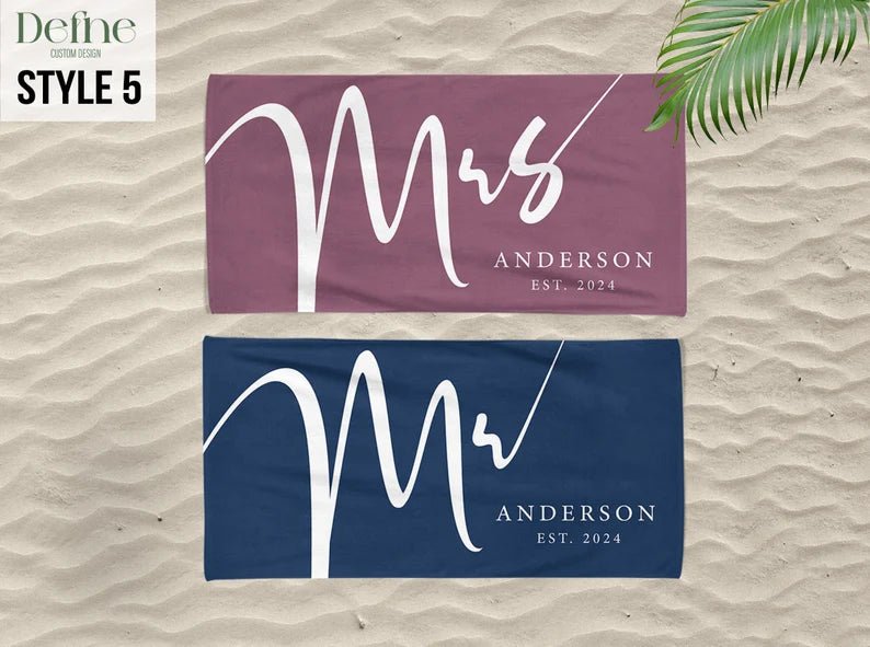 Honeymoon Mr. and Mrs. Beach Towels, Bride Personalized Beach Towel, Newlywed Gift, Groom Gift, Bachelorette Trip, Bridal Shower Gift 17213696 - DiyGiftly
