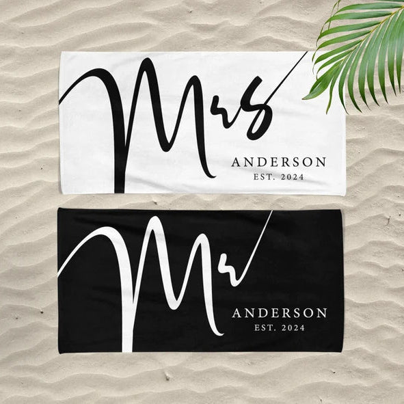 Honeymoon Mr. and Mrs. Beach Towels, Bride Personalized Beach Towel, Newlywed Gift, Groom Gift, Bachelorette Trip, Bridal Shower Gift 17213696 - DiyGiftly