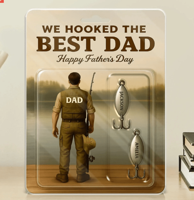 Hooked on Dad – Custom Acrylic Fishing Gift for Fathes Day, Grandpa, and Fishing Lovers 09150720 - DiyGiftly