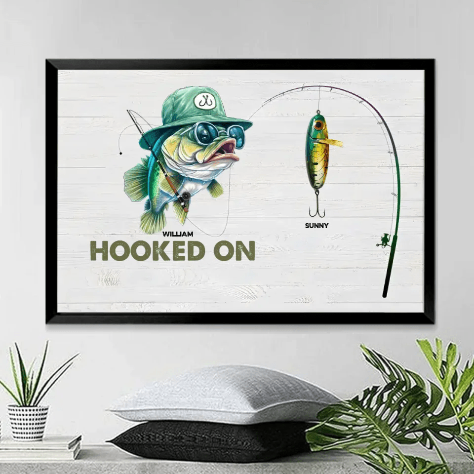 Hooked On Grandpa Papa Dad - Personalized Wrapped Canvas 712344 - 712480 - DiyGiftly