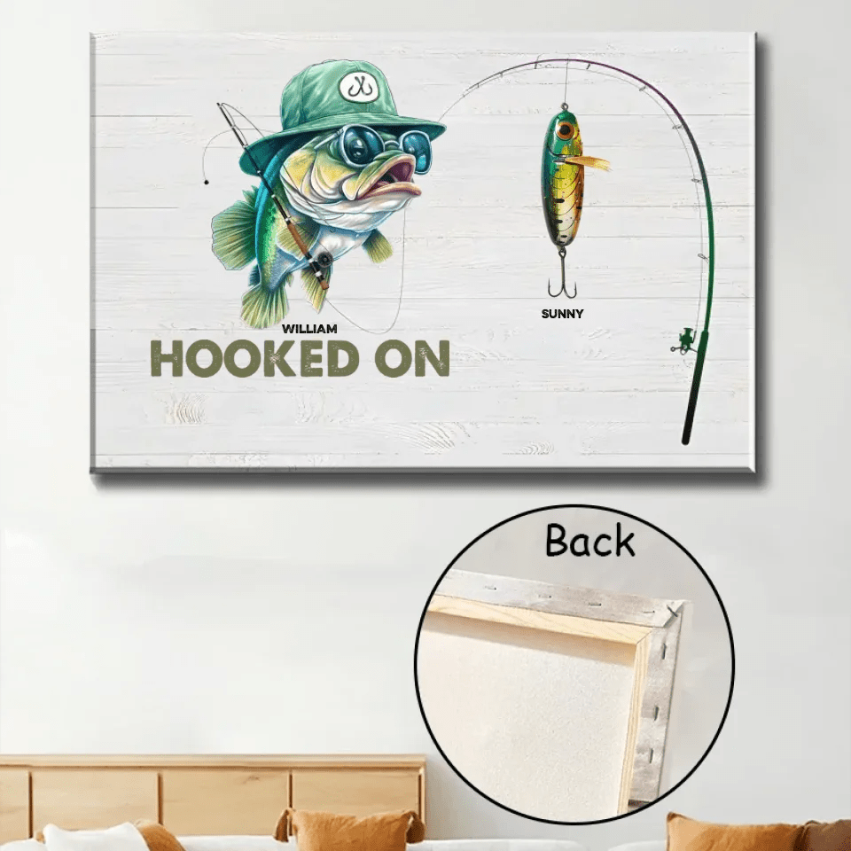 Hooked On Grandpa Papa Dad - Personalized Wrapped Canvas 712344 - 712480 - DiyGiftly