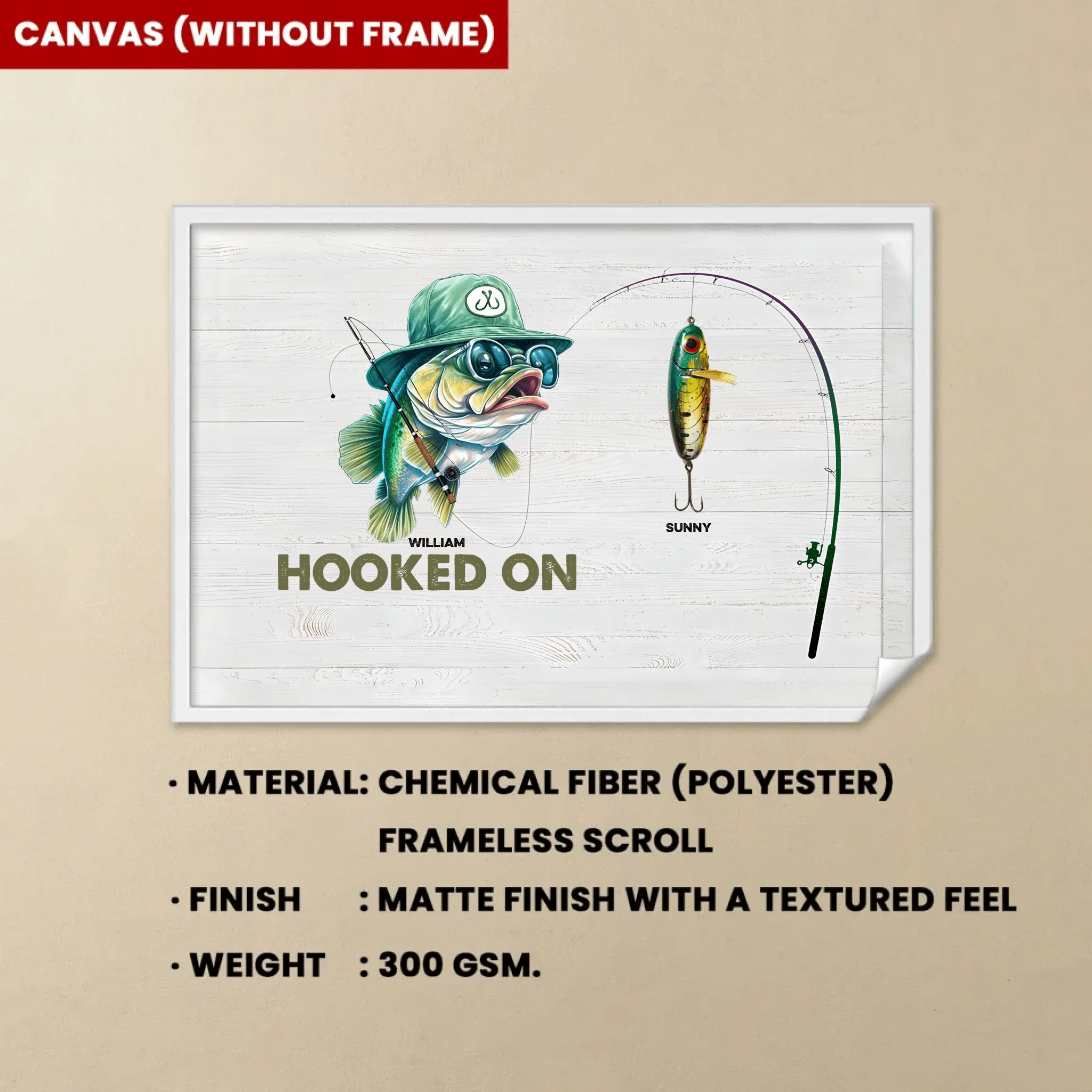 Hooked On Grandpa Papa Dad - Personalized Wrapped Canvas 712344 - 712480 - DiyGiftly