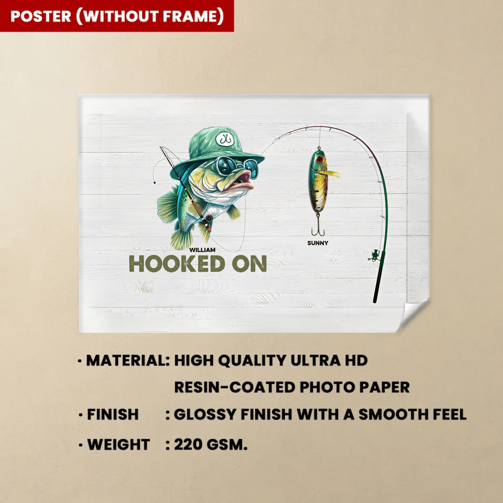 Hooked On Grandpa Papa Dad - Personalized Wrapped Canvas 712344 - 712480 - DiyGiftly