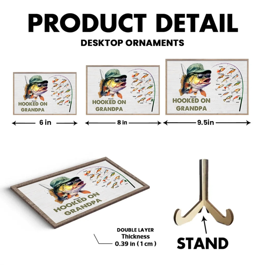 Hooked On Grandpa Papa Dad - Personalized Wrapped Wooden Plaque 712344 - DiyGiftly