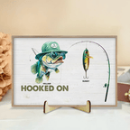 Hooked On Grandpa Papa Dad - Personalized Wrapped Wooden Plaque 712344 - DiyGiftly