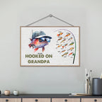 Hooked On Grandpa Papa Dad - Personalized Wrapped Wooden Plaque 712344 - DiyGiftly