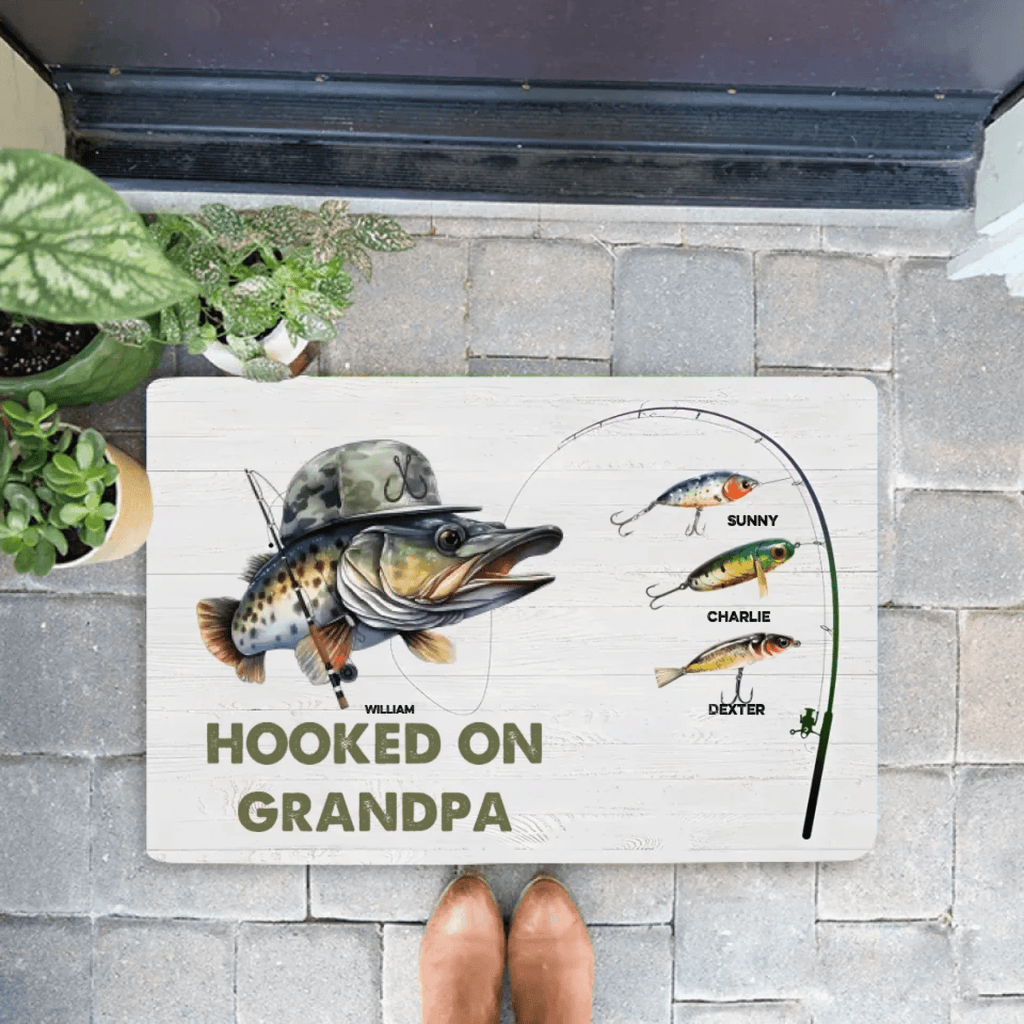 Hooked On Grandpa Papa - Personalized Mat 712344 - D - DiyGiftly