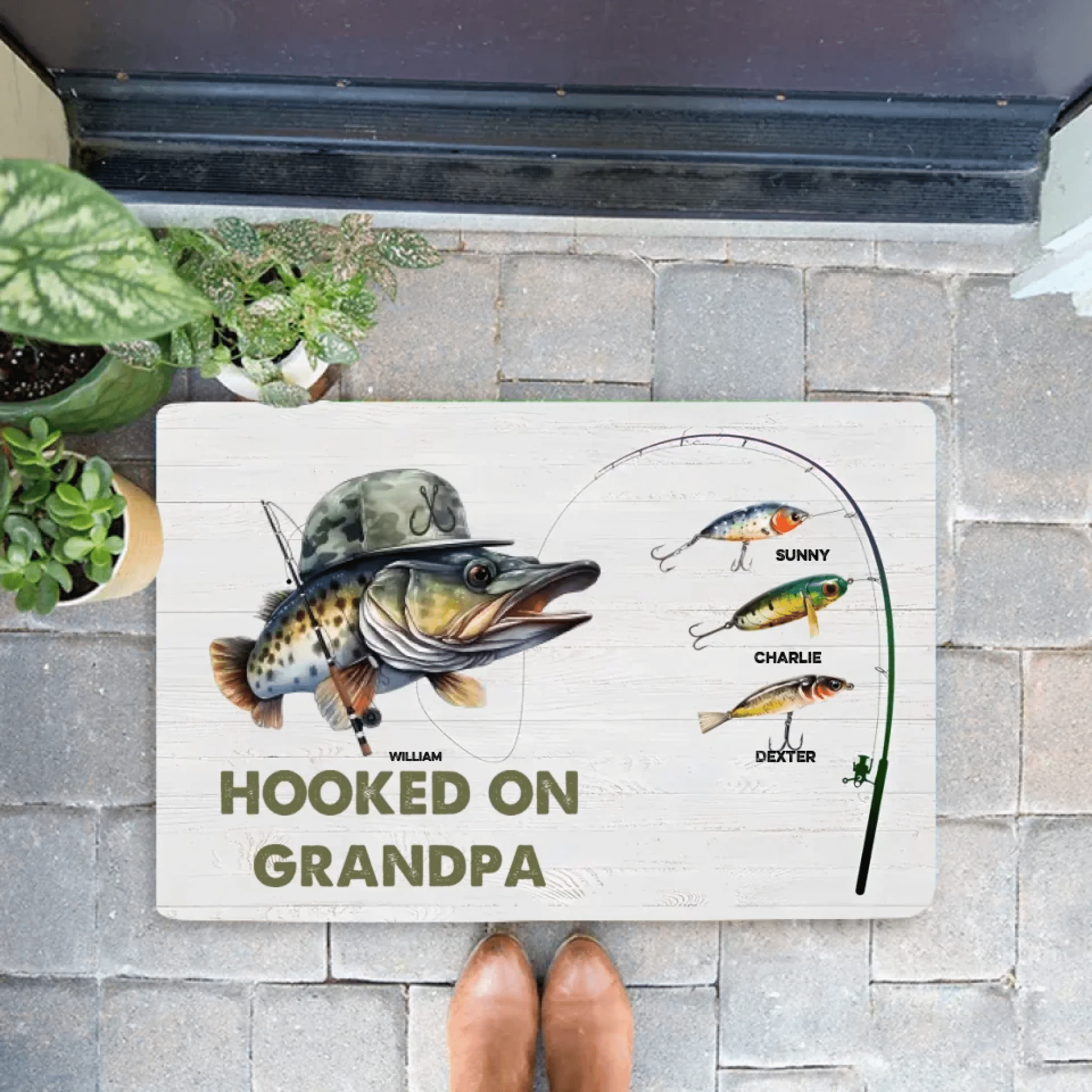Hooked On Grandpa Papa - Personalized Mat 712344 - D - DiyGiftly