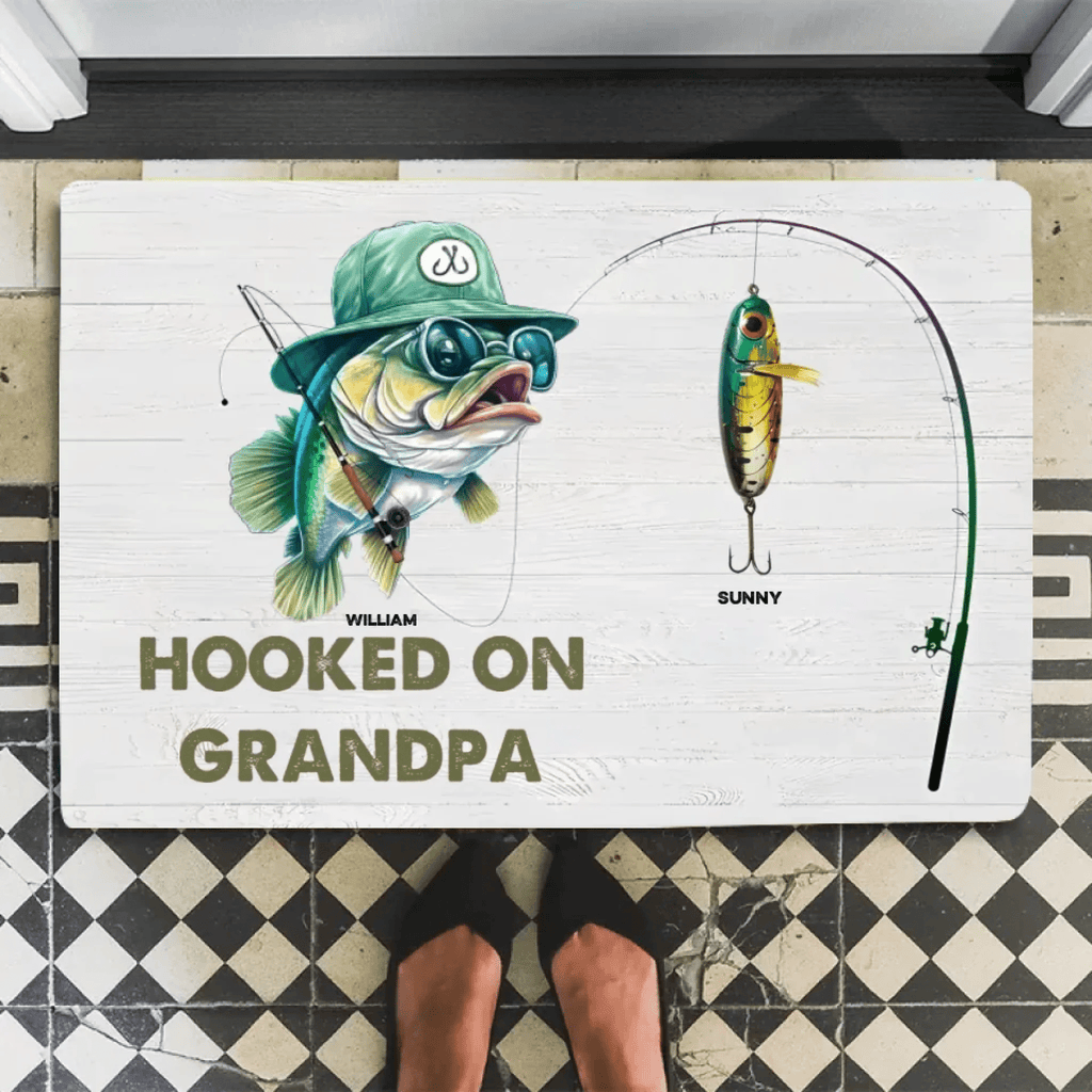 Hooked On Grandpa Papa - Personalized Mat 712344 - D - DiyGiftly