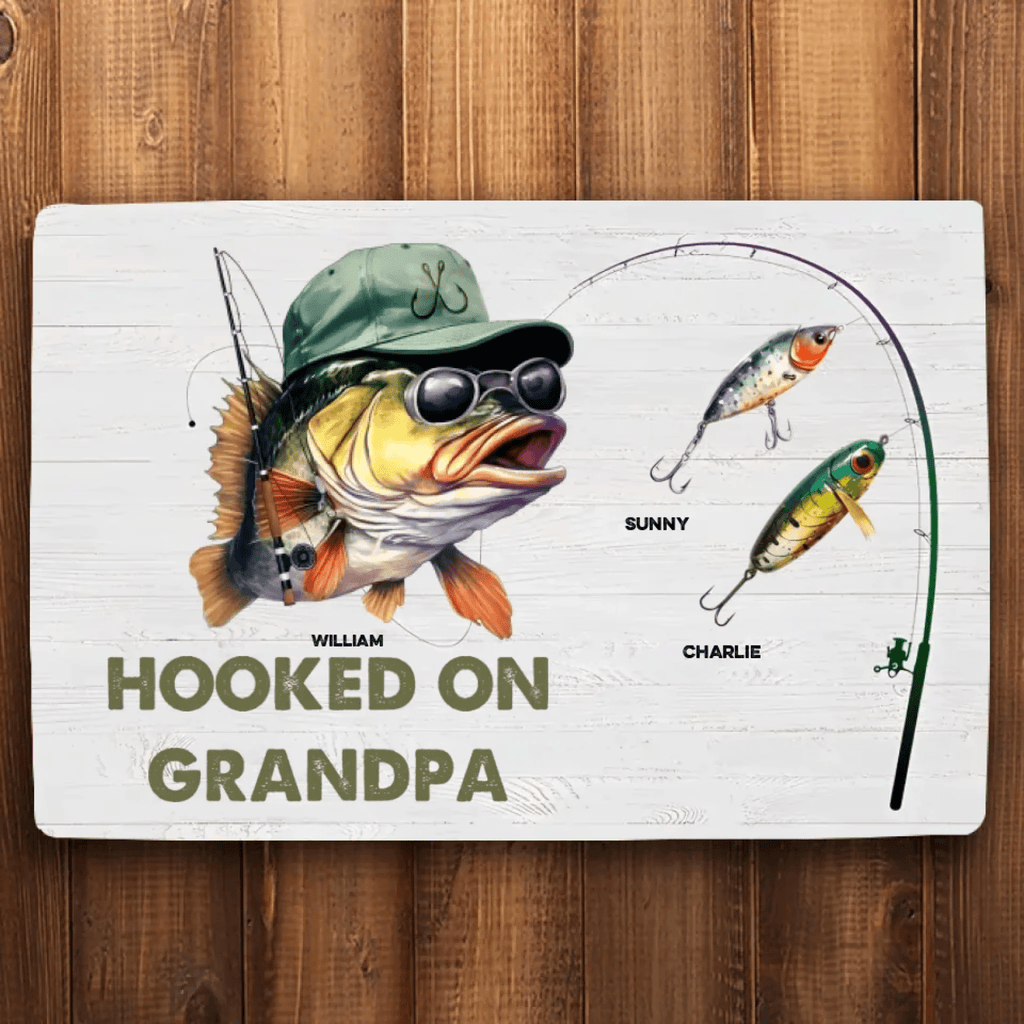 Hooked On Grandpa Papa - Personalized Mat 712344 - D - DiyGiftly