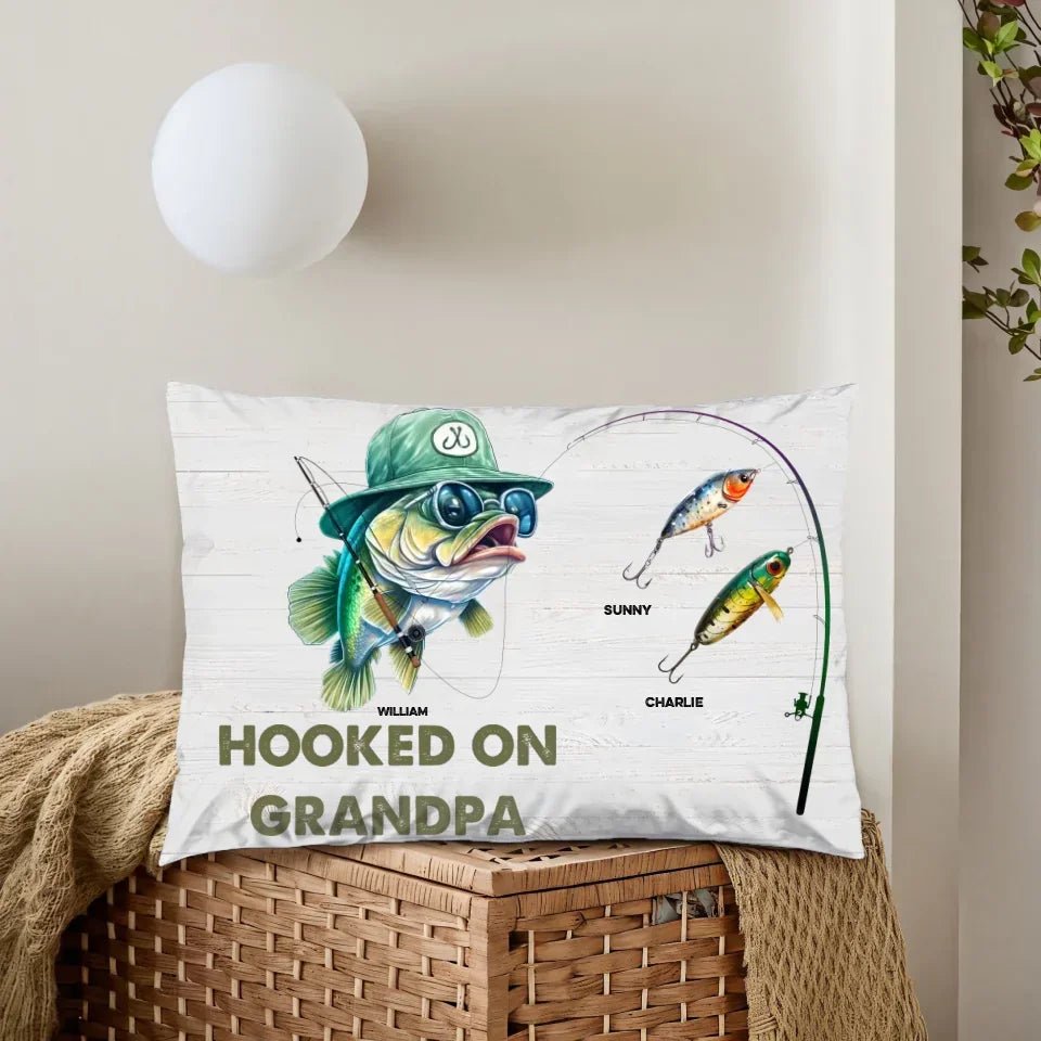 Hooked On Grandpa Papa - Personalized Pillow 715736 - B - DiyGiftly