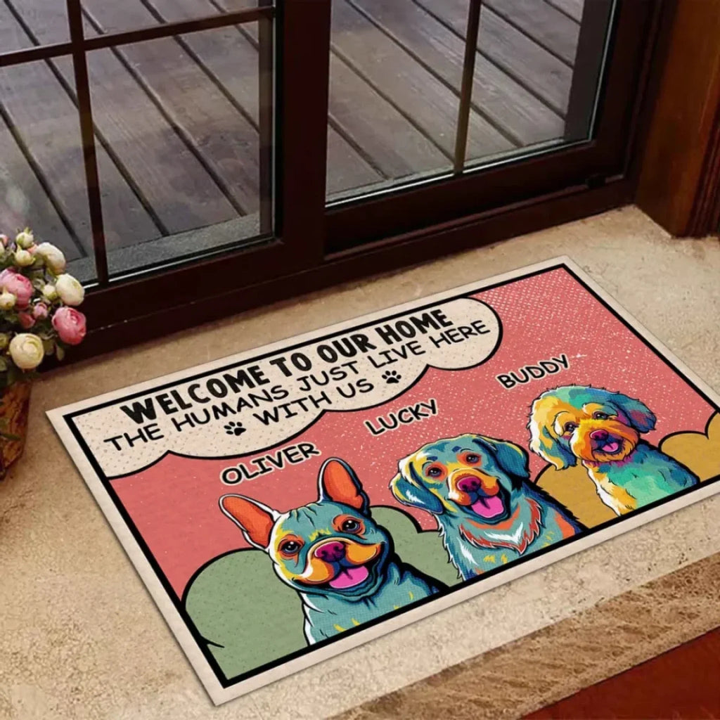 Humans Just Live Here - Personalized Custom Doormat 692052 - DiyGiftly